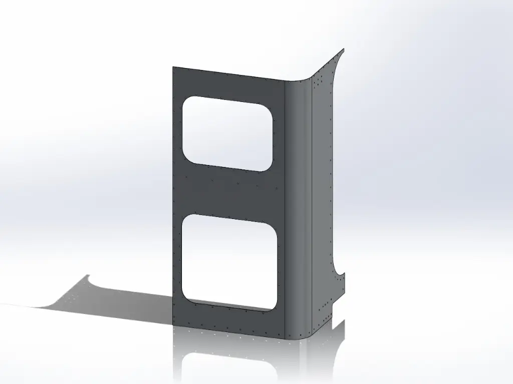 Peterbilt New Style 389 Sleeper Panels - Front Corner Passengers Side, 36" (44"), Flat Top